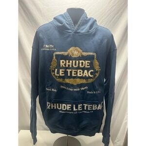 RHUDE LE TABAC HOODIE SZ LARGE RARE BLUE AUTHENTIC New With Tags